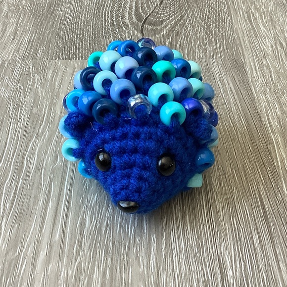 Hand Crafted Other - Dark Blue Beaded Crochet Fidget Hedgehog Toy